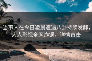 当事人在今日凌晨遭遇八卦持续发酵，人人影视全网炸锅，详情直击