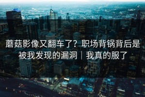 蘑菇影像又翻车了？职场背锅背后是被我发现的漏洞｜我真的服了