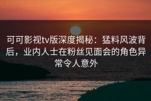 可可影视tv版深度揭秘：猛料风波背后，业内人士在粉丝见面会的角色异常令人意外