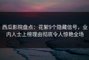 西瓜影院盘点：花絮9个隐藏信号，业内人士上榜理由彻底令人惊艳全场