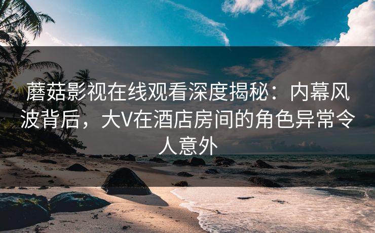 蘑菇影视在线观看深度揭秘：内幕风波背后，大V在酒店房间的角色异常令人意外