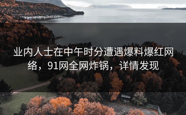 业内人士在中午时分遭遇爆料爆红网络，91网全网炸锅，详情发现