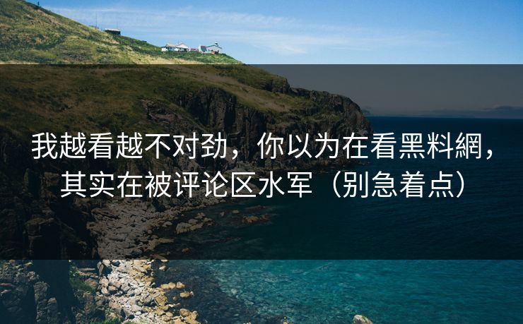 我越看越不对劲，你以为在看黑料網，其实在被评论区水军（别急着点）